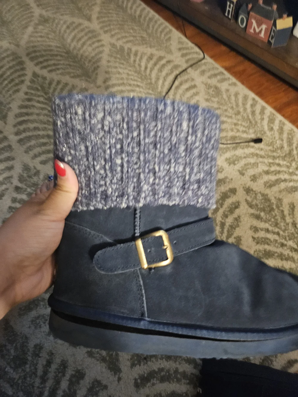 Lamo Dark Navy Knit Lined Footwear
